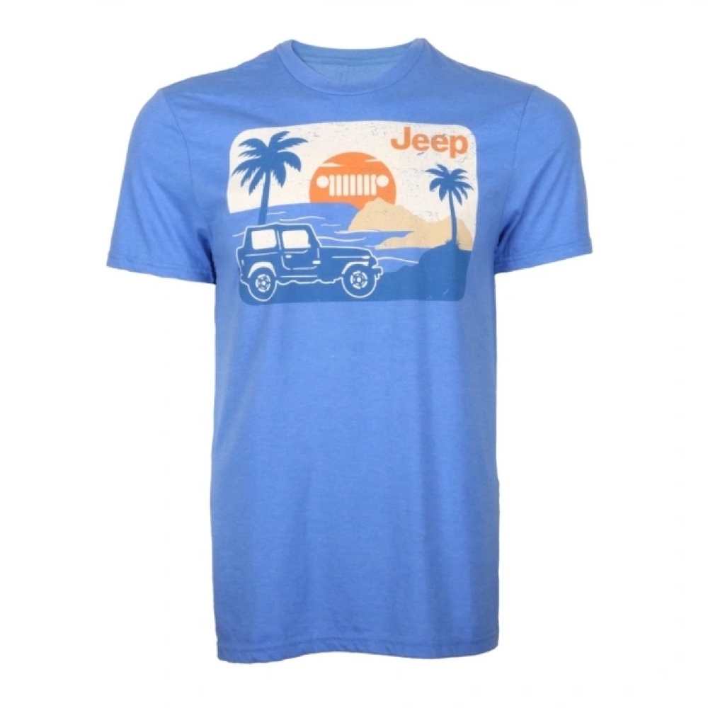 MEN'S BEACHY T-SHIRT Blue Jeep graphic t-shirt with a retro vibe jeep Large